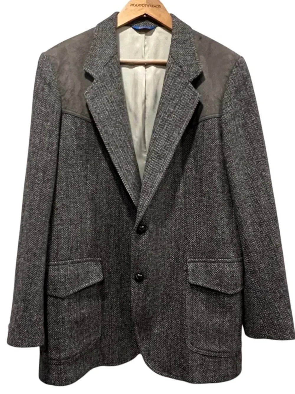Pendleton Vtg Western-style Sport Coat, Gray Herringbone, 42L